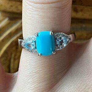 Sleeping Beauty Turquoise Blue Topaz Sterling Silver Ring Size 6